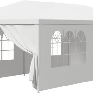 10' x 20' Outdoor White Waterproof Gazebo Canopy Tent with Removable Sidewalls Windows Heavy Duty Tent for Party Wedding Events Beach BBQ…