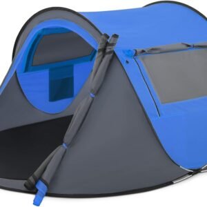 Pop Up Tent 2 Person for Camping Waterproof Outdoor Easy Set Up Automatic Family Travel Tent, 2 Doors and Side Windows Instant Easy Popup Beach Tent with Carry Bag, Yellow