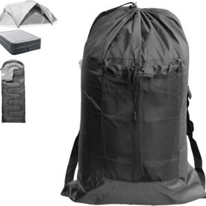 BLACK (Med 26"x14") Tent Bag. Also, for Camping Mattress, Beach Chair, Sleeping Bag, Flip, Bleacher, Booster Seat, Dog Bed, Stroller. 420D Polyester w/Adjustable Straps & Mesh Pocket.