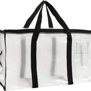 Camping Storage Bag, Organizer, Moving & Dorm, Decoration Storage, Fabric Container, Blanket and Toy, Travel Bag. 15"x27"x13" Woven Polypropylene Material with Lockable Zippers.