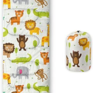 Kids Sleeping Bag for Boys Girls,Rocket Moon Print-Lightweight Warm Portable Outdoor Indoor-Waterproof Cold Weather Resistant Sleeping Bag for Camping Hiking