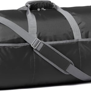 32" Extra Large Foldable Duffle Bag for Travel & Storage, with Exterior/Interior Zippered Pockets, Lightweight/Durable Nylon Material, 50-LBS Capacity, 9254 Cubic Inch (150L), Black